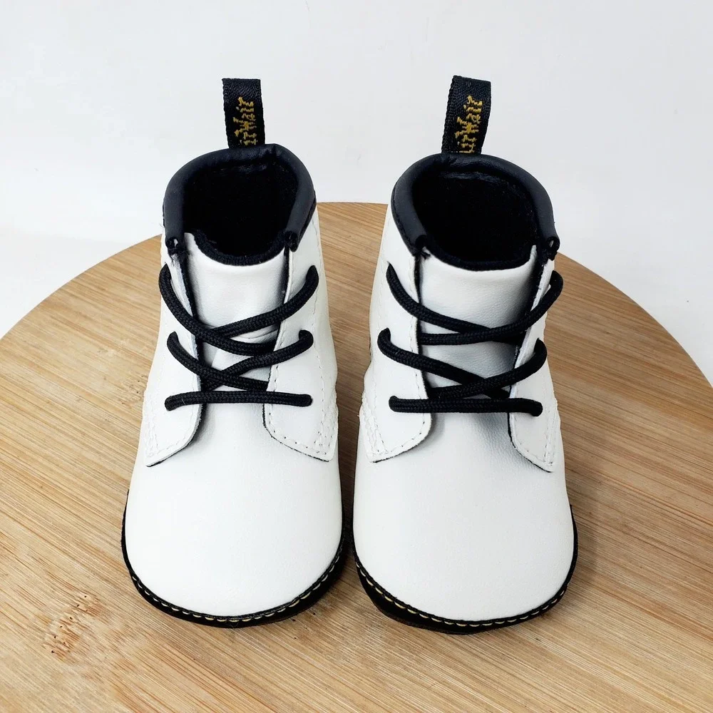 Dr Martens Boots Baby 3‎ White Lace Up 1460 Crib Shoes Infant Boys Girls
